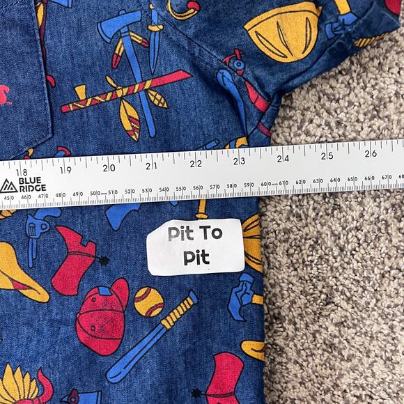 UNIVERSAL STUDIOS x CHUCKY Men's XL Blue Good Guys Childs Play Button Up Shirt - Picture 6 of 8